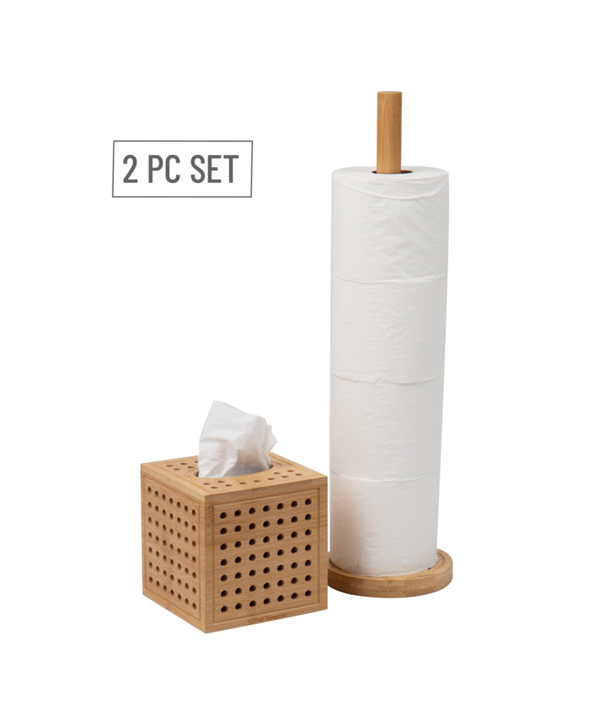 Shop Mind Reader Lattice Collection, Tissue Box Cover And Toilet Paper Refill Holder Set, Bathroom, Rayon From Bamboo In Brown