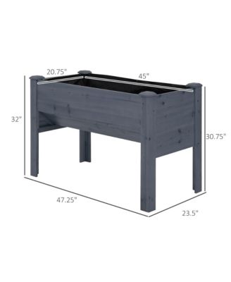 48" Fir Wood Raised Garden Bed w/ Tool Hooks,