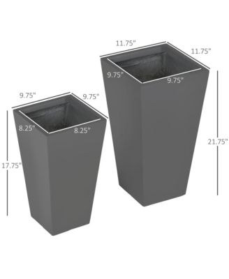 2-Pack MgO Flower Pots with Drainage Hole, Outdoor Planters,