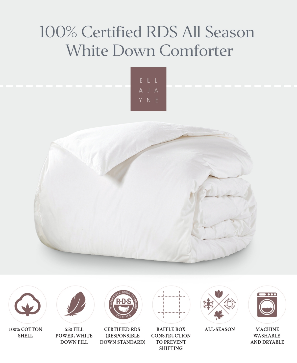 Ella Jayne 100% Certified Rds All Season White Down Comforter