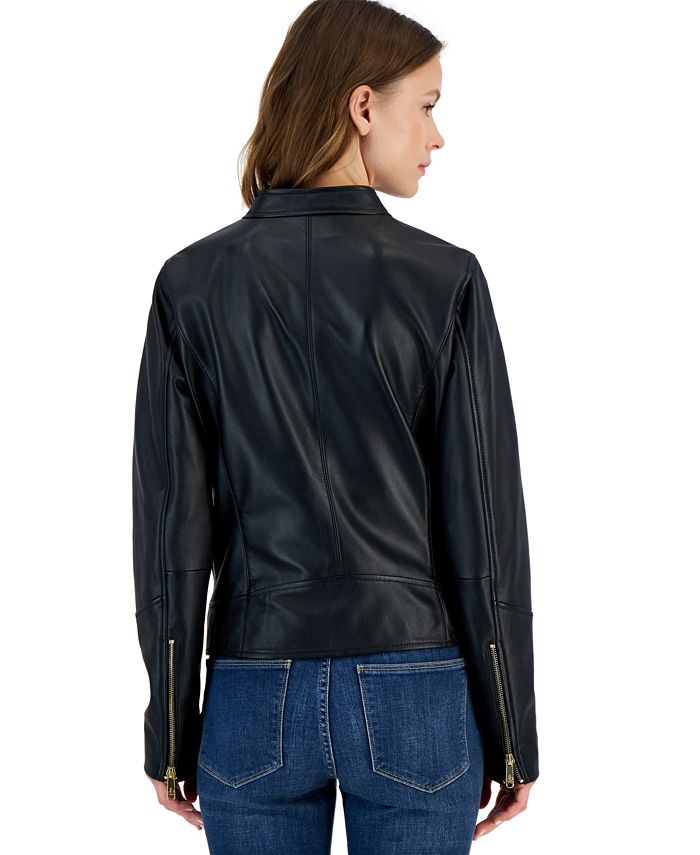Sam Edelman Women's Leather Snap-Collar Jacket - Macy's