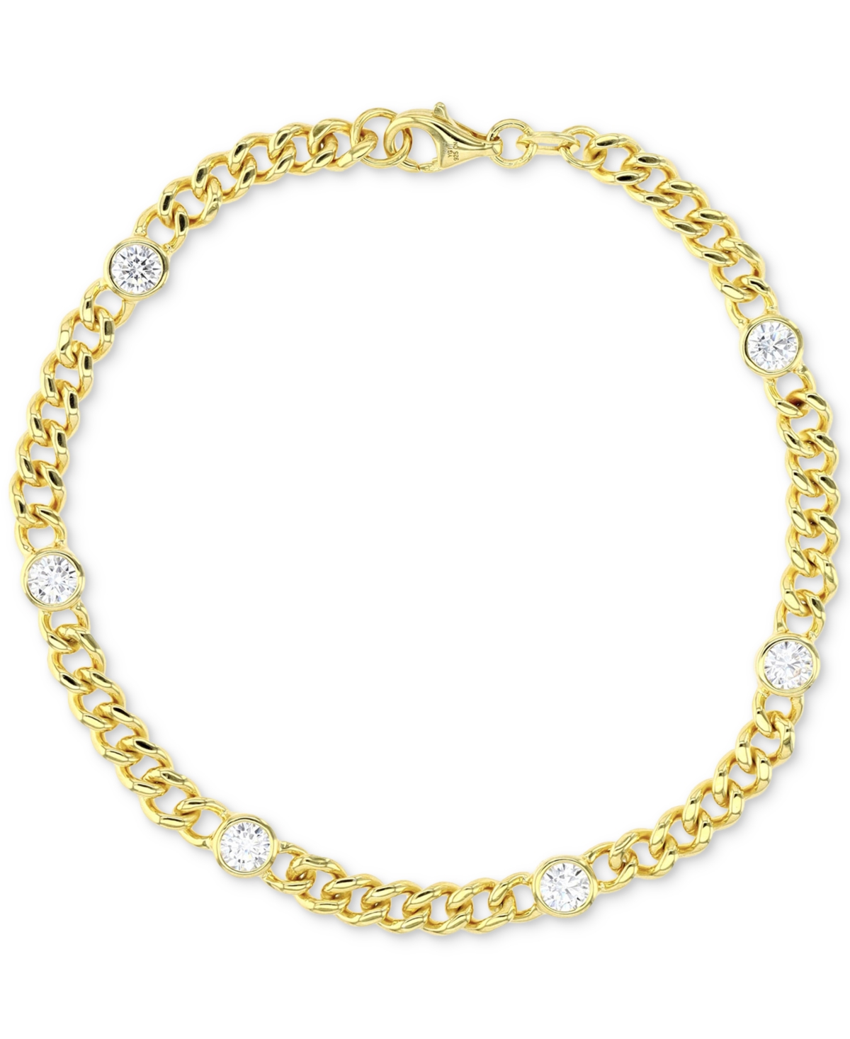 Macy's Cubic Zirconia Bezel Open Cable Link Chain Bracelet In Gold