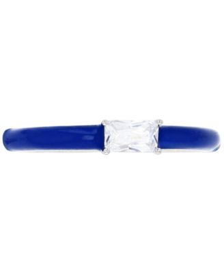 Macy's - Cubic Zirconia & Blue Enamel Ring in Sterling Silver