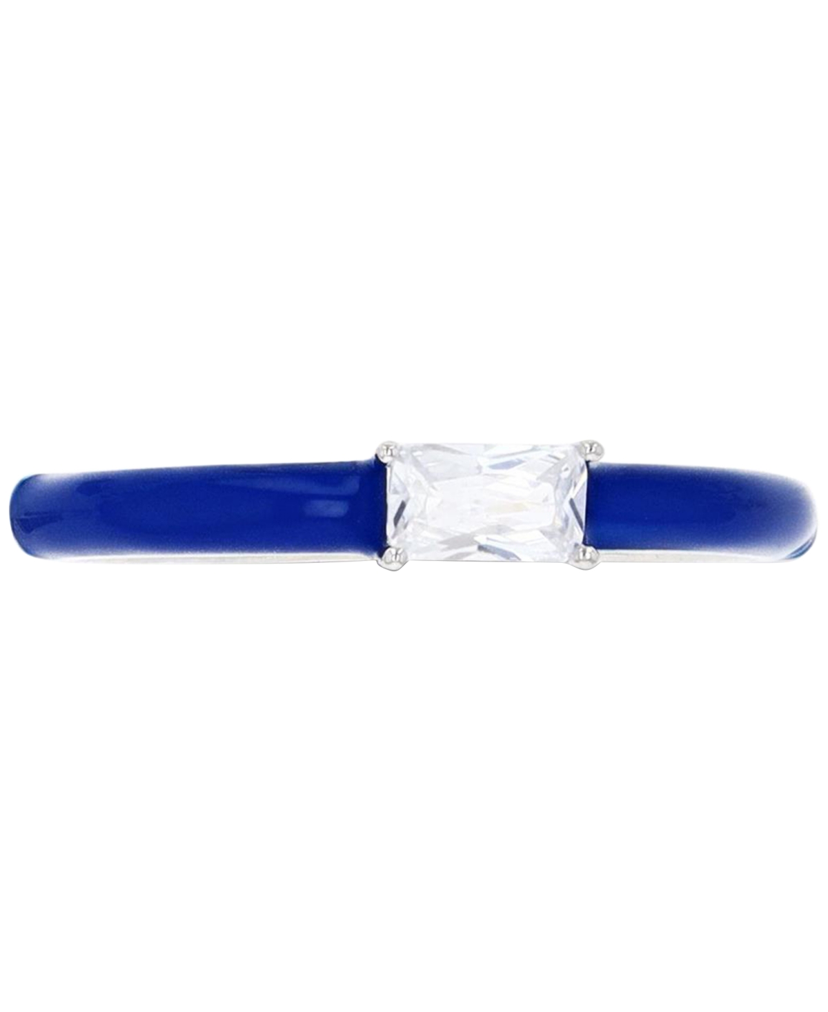 Macy's Cubic Zirconia & Blue Enamel Ring In Sterling Silver