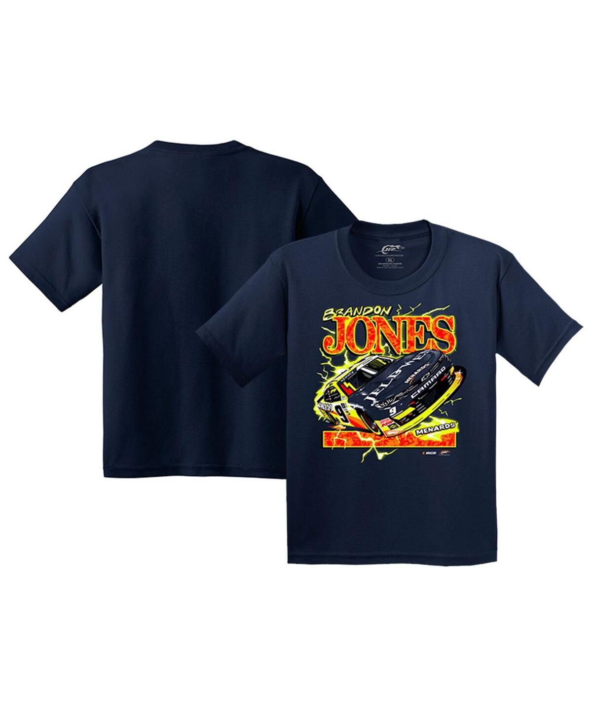 Big Boys and Girls Jr Motorsports Official Team ApparelBrandon Jones Car T-shirt - Navy