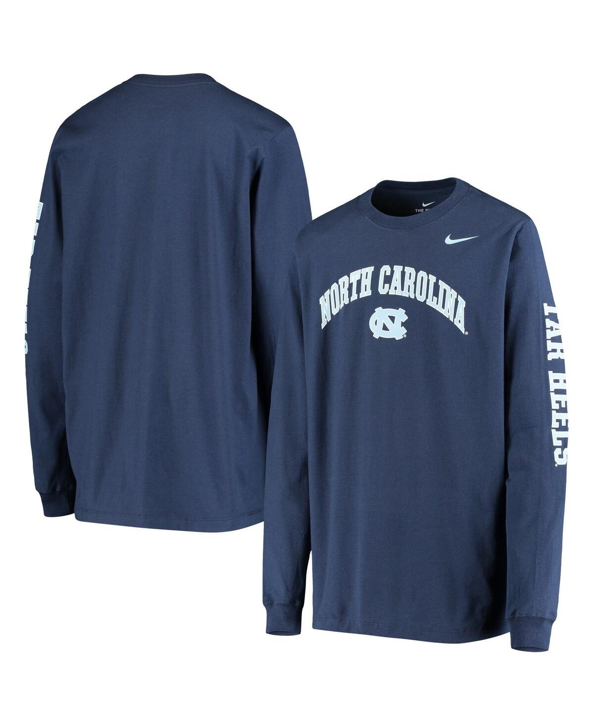 Big Boys and Girls Nike Navy North Carolina Tar Heels Arch and Logo 2-Hit Long Sleeve T-shirt