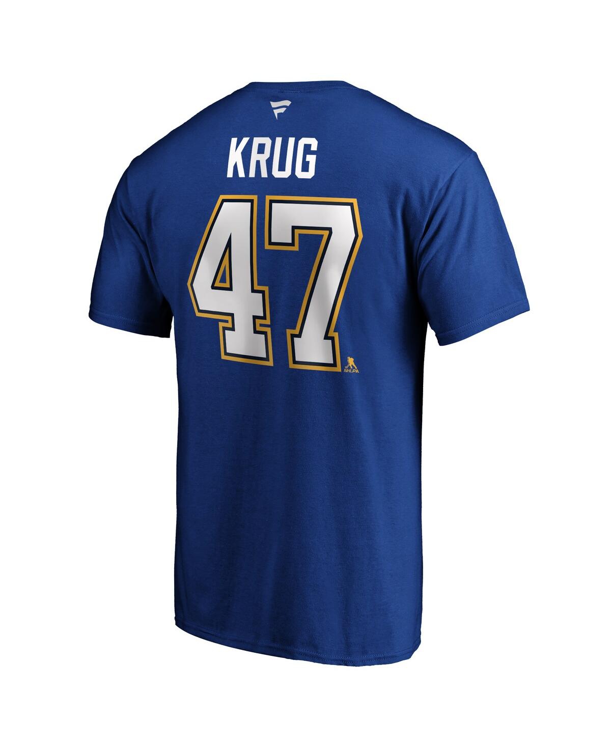 Fanatics Branded Torey Krug Blue St. Louis Blues Authentic Stack Name & Number T-shirt In Blue