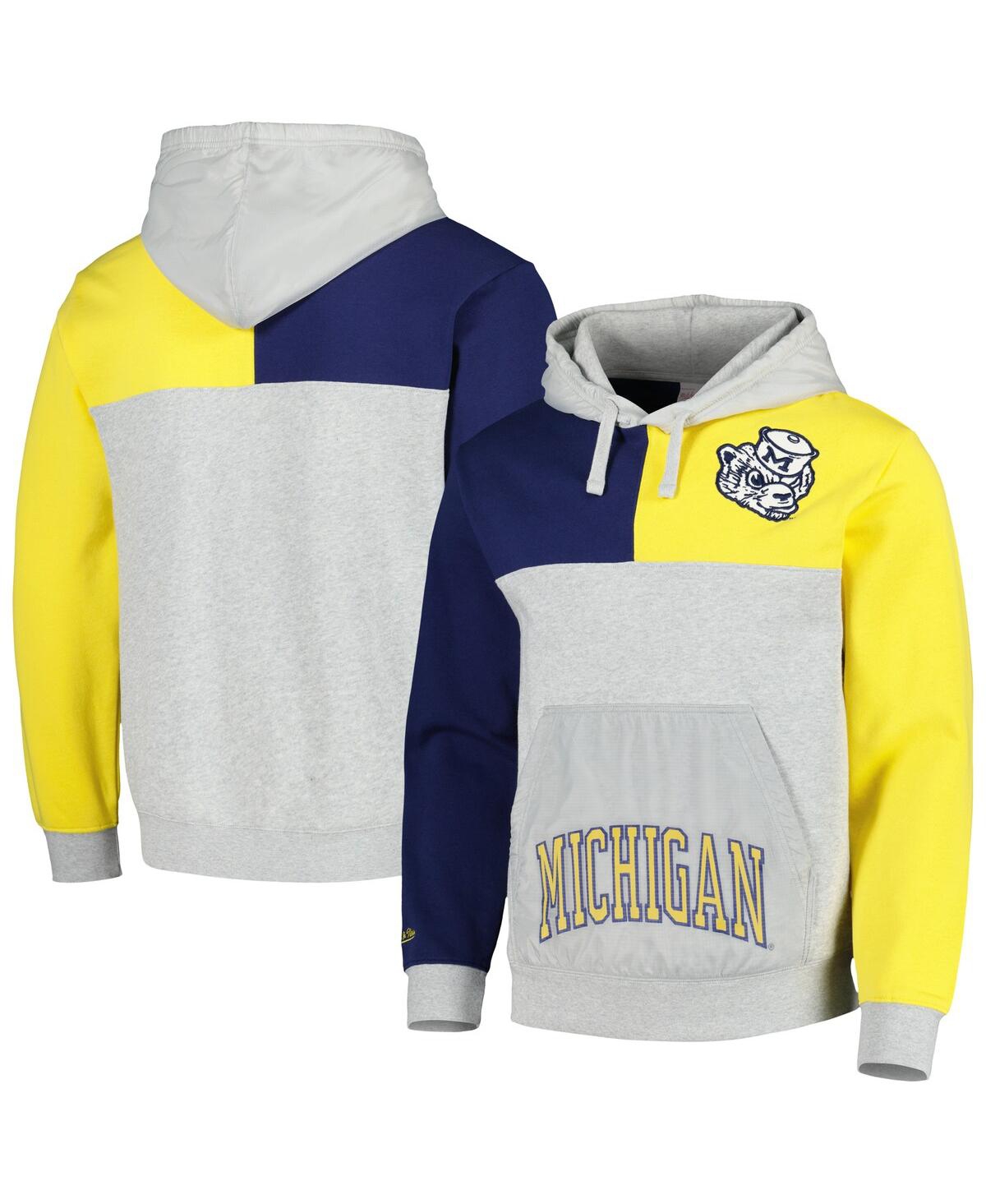Mitchell & Ness Men's  Heather Gray Michigan Wolverines Tie-breaker Pullover Hoodie In Heather Gray