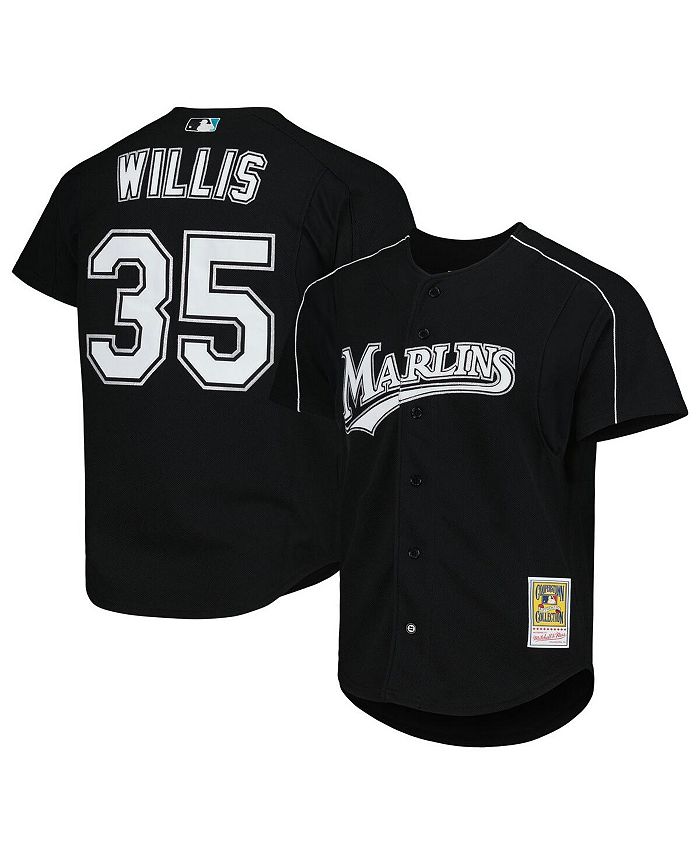 Men's Dontrelle Willis Black Florida Marlins Cooperstown Collection Mesh  Batting Practice Button-Up Jersey