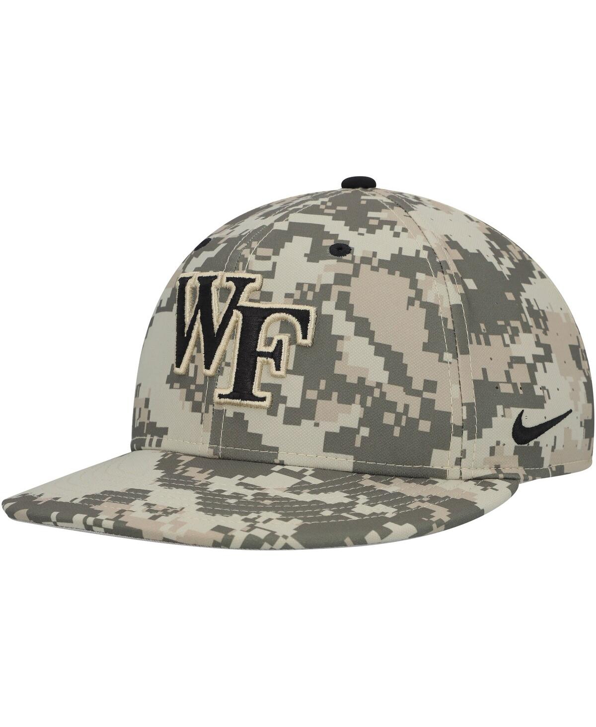 Shop Nike Men's  Camo Wake Forest Demon Deacons Aero True Baseball Performance Fitted Hat