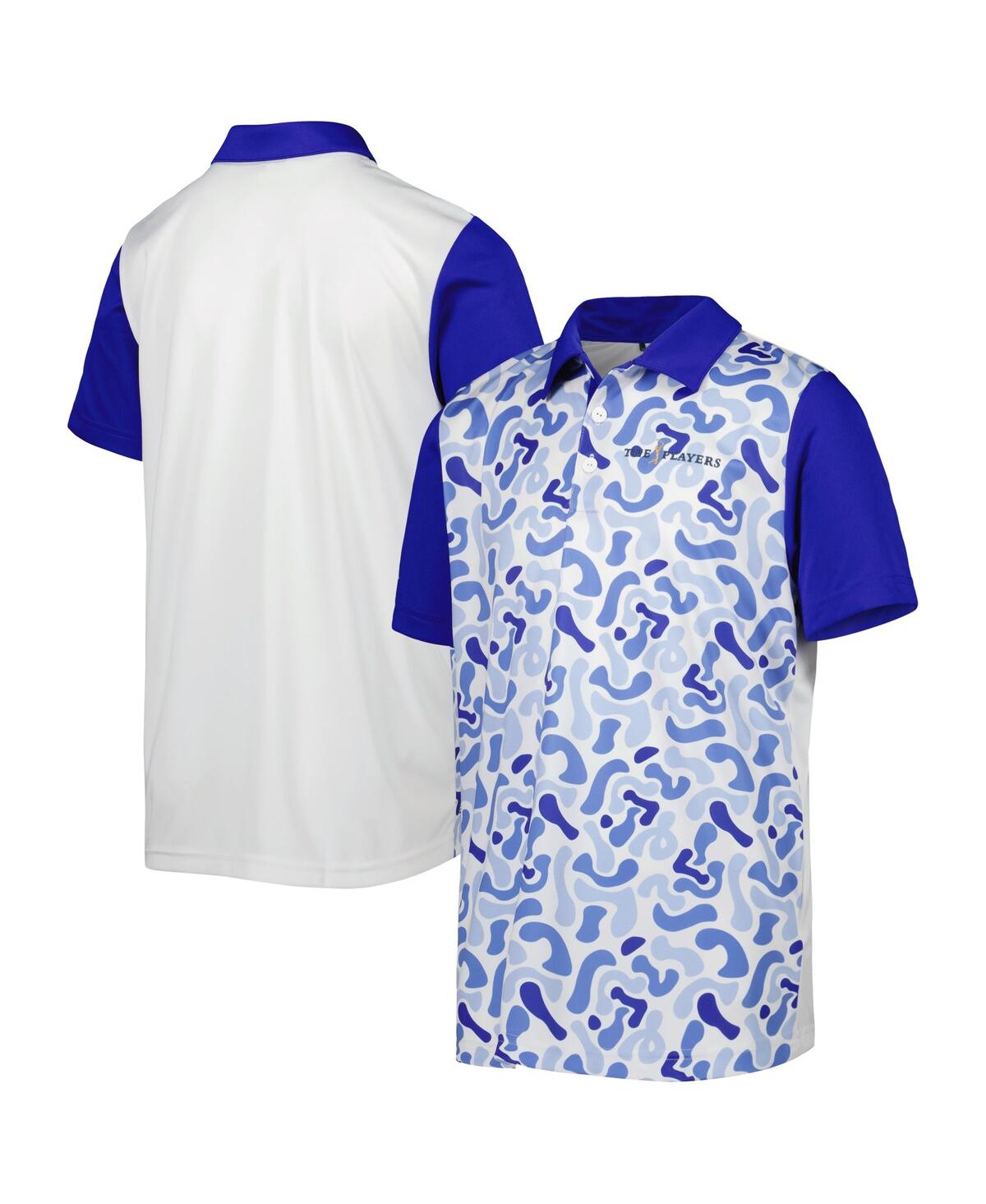 Adidas Originals Kids' Big Boys And Girls Adidas White, Blue The Players Print Aeroready Polo Shirt In White,blue