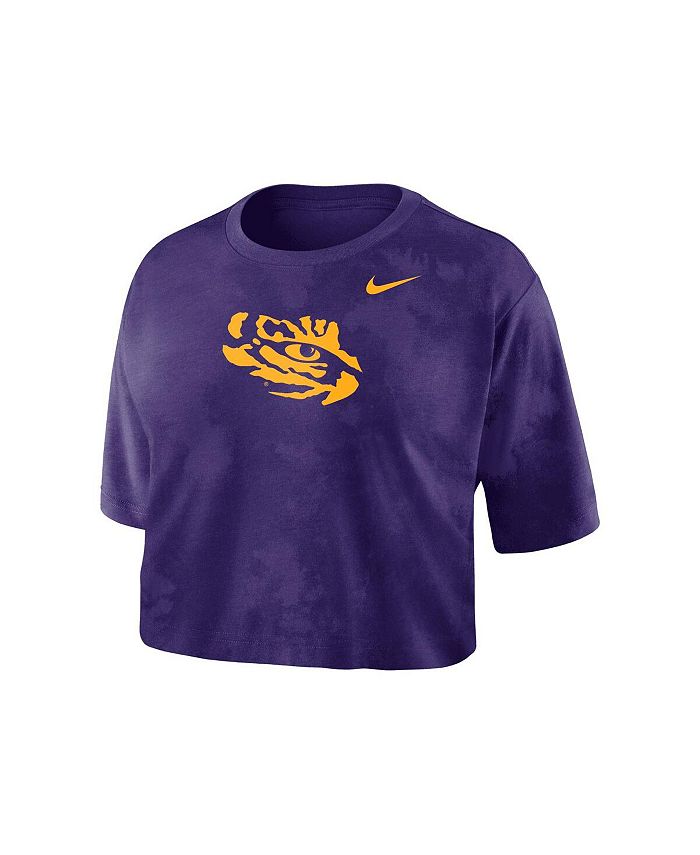 Nike Women's Purple LSU Tigers Tie-Dye Cropped T-shirt - Macy's