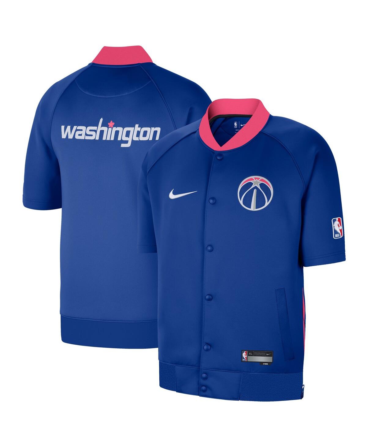 Shop Nike Men's  Navy Washington Wizards 2022/23 City Edition Showtime Raglan Short Sleeve Full-snap Jacke