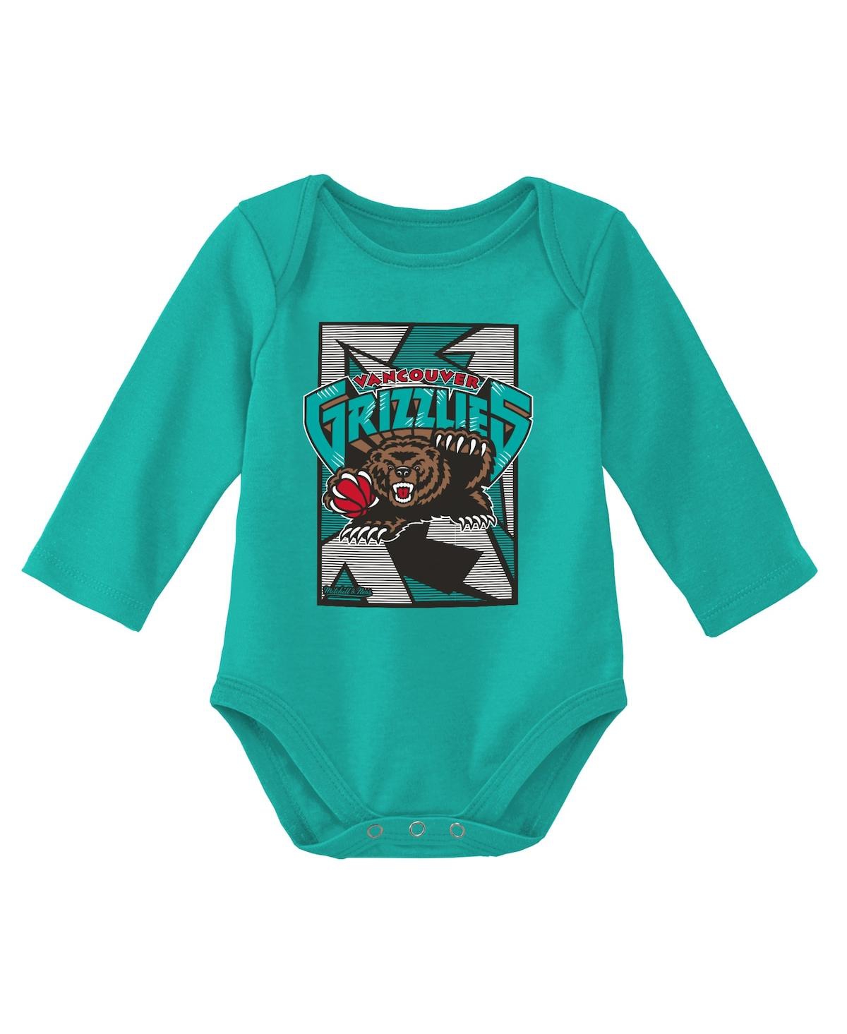 Mitchell & Ness Infant  Black/turquoise Vancouver Grizzlies Hardwood Classics Bodysuits & Cuffed Knit In Black,turquoise