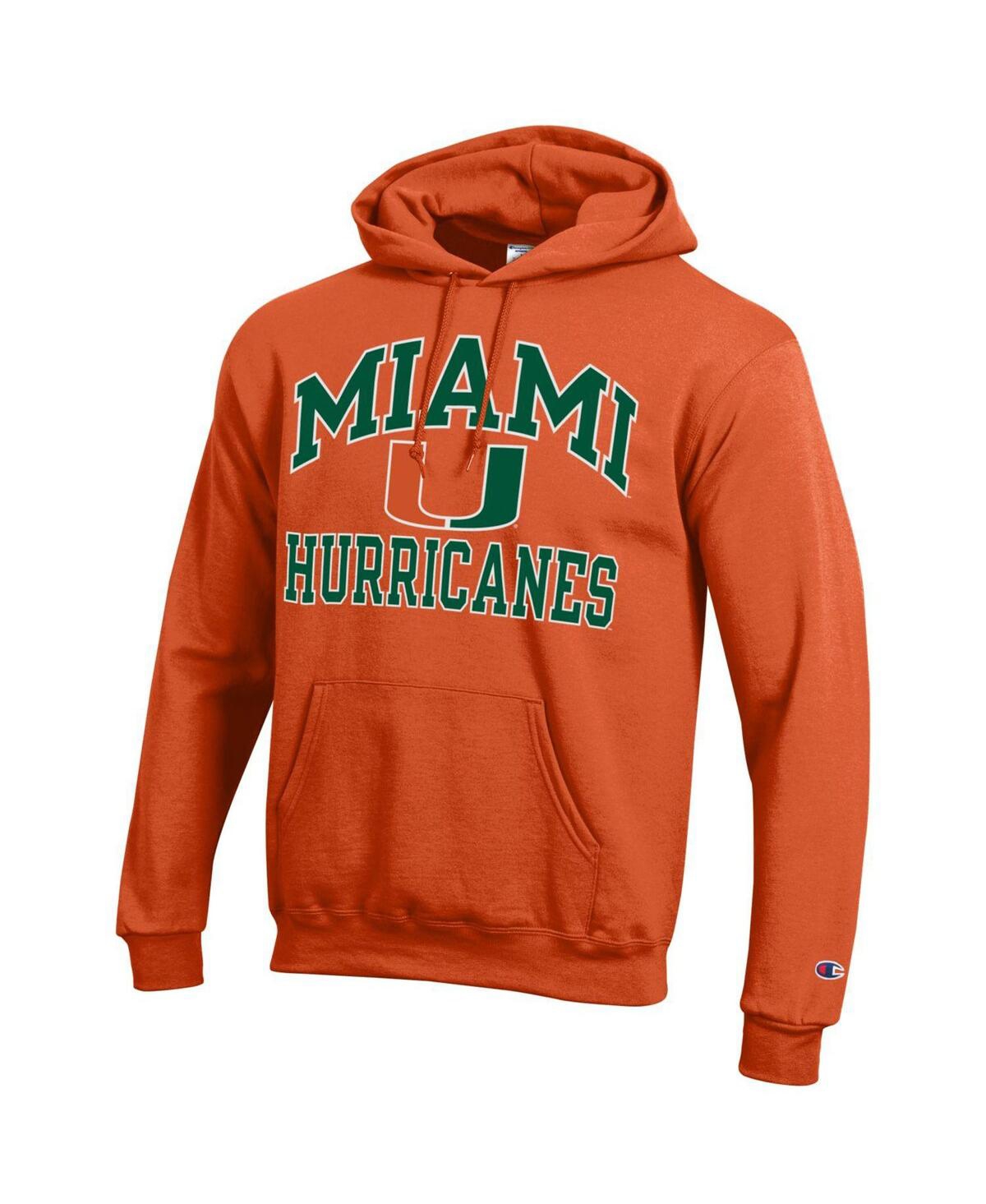 Champion Men's  Orange Miami Hurricanes High Motor Pullover Hoodie In Orange