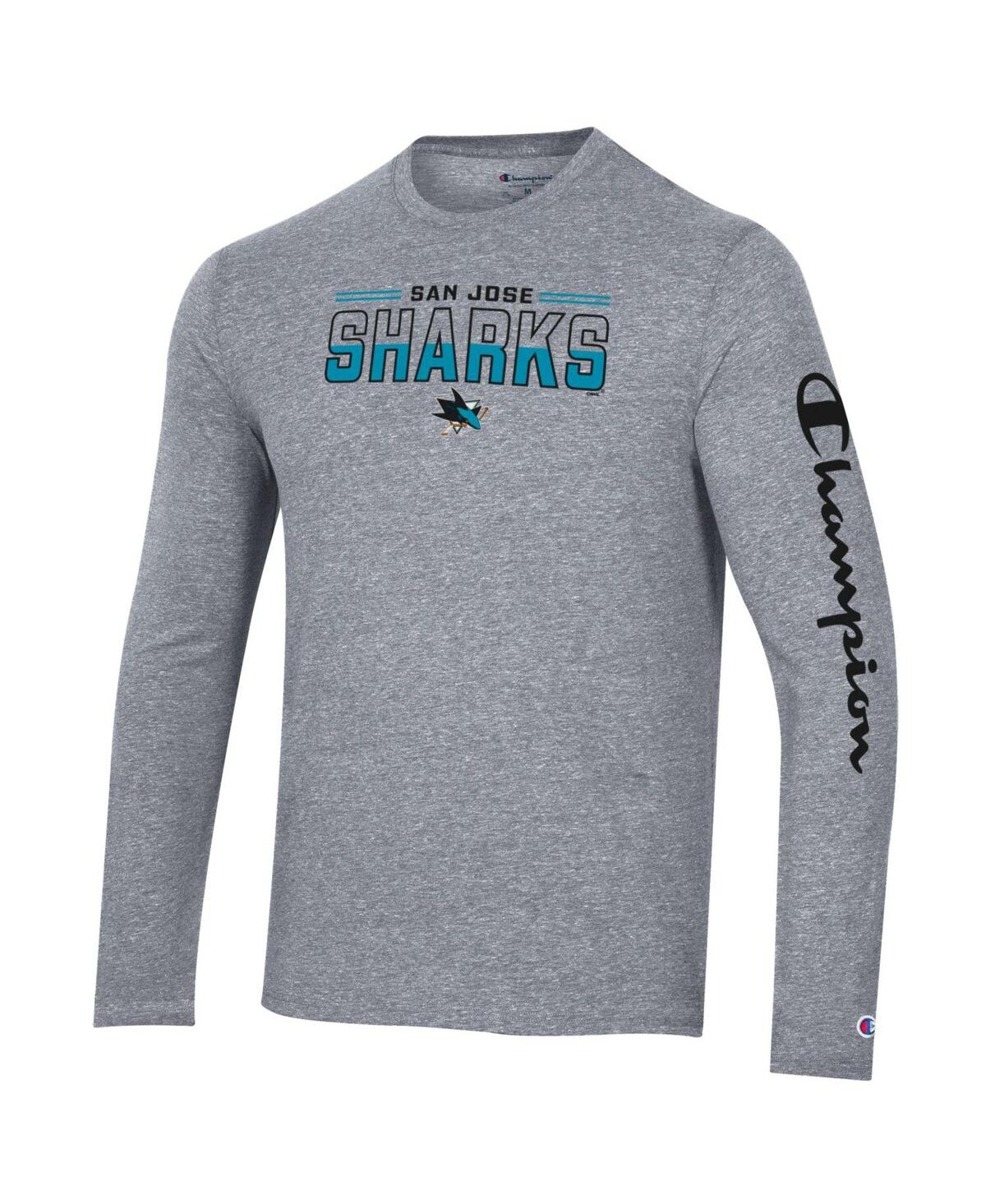 Champion Heather Gray San Jose Sharks Tri-blend Long Sleeve T-shirt In Gray