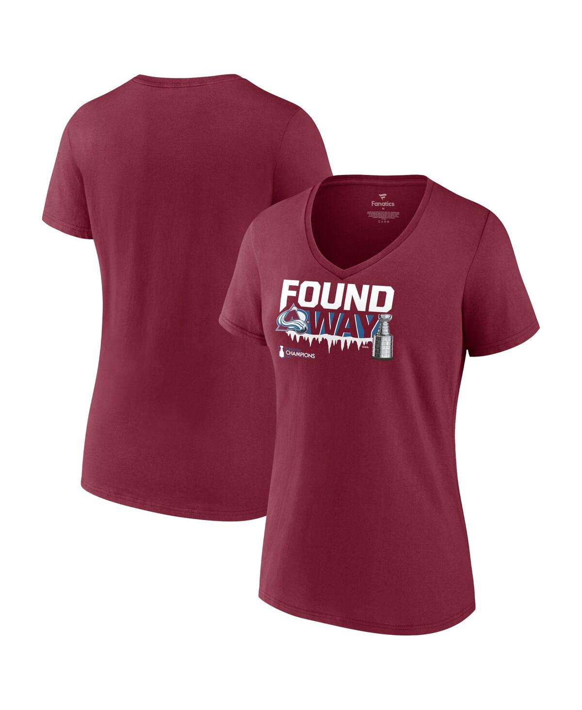 Shop Fanatics Women's  Burgundy Colorado Avalanche 2022 Stanley Cup Champions Plus Size Hometown V-neck T-