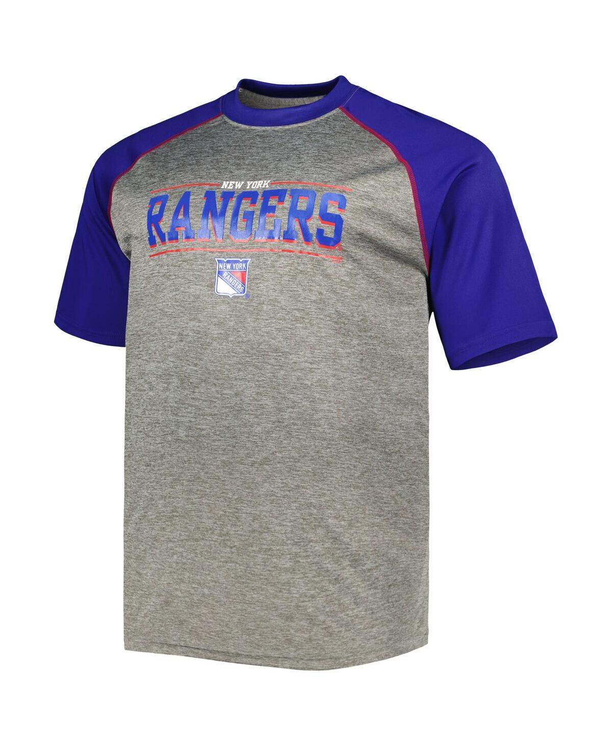 Men's Fanatics Mika Zibanejad Blue New York Rangers Big and Tall Contrast Raglan Name and Number T-shirt - Blue