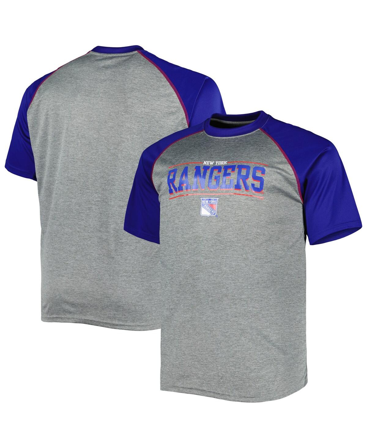 Profile Men's Heather Gray New York Rangers Big And Tall Logo Raglan T-shirt In Heather Gray