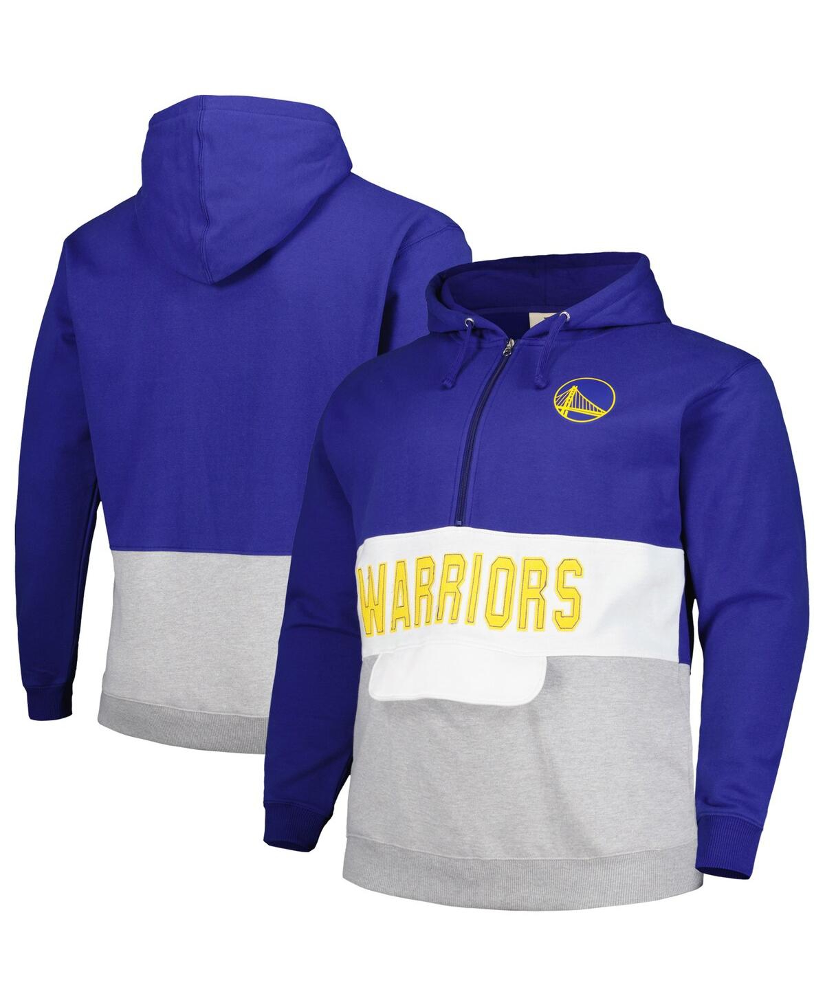 Shop Fanatics Men's  Royal Golden State Warriors Big And Tall Anorak Half-zip Hoodie