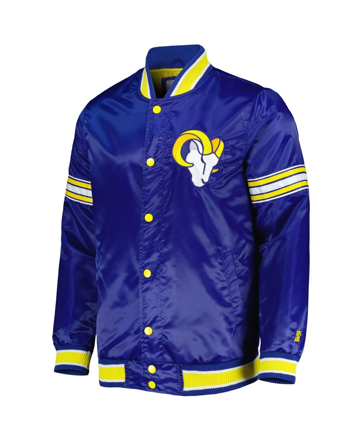 Men's StarterLos Angeles Rams Midfield Satin Full-Snap Varsity Jacket - Royal