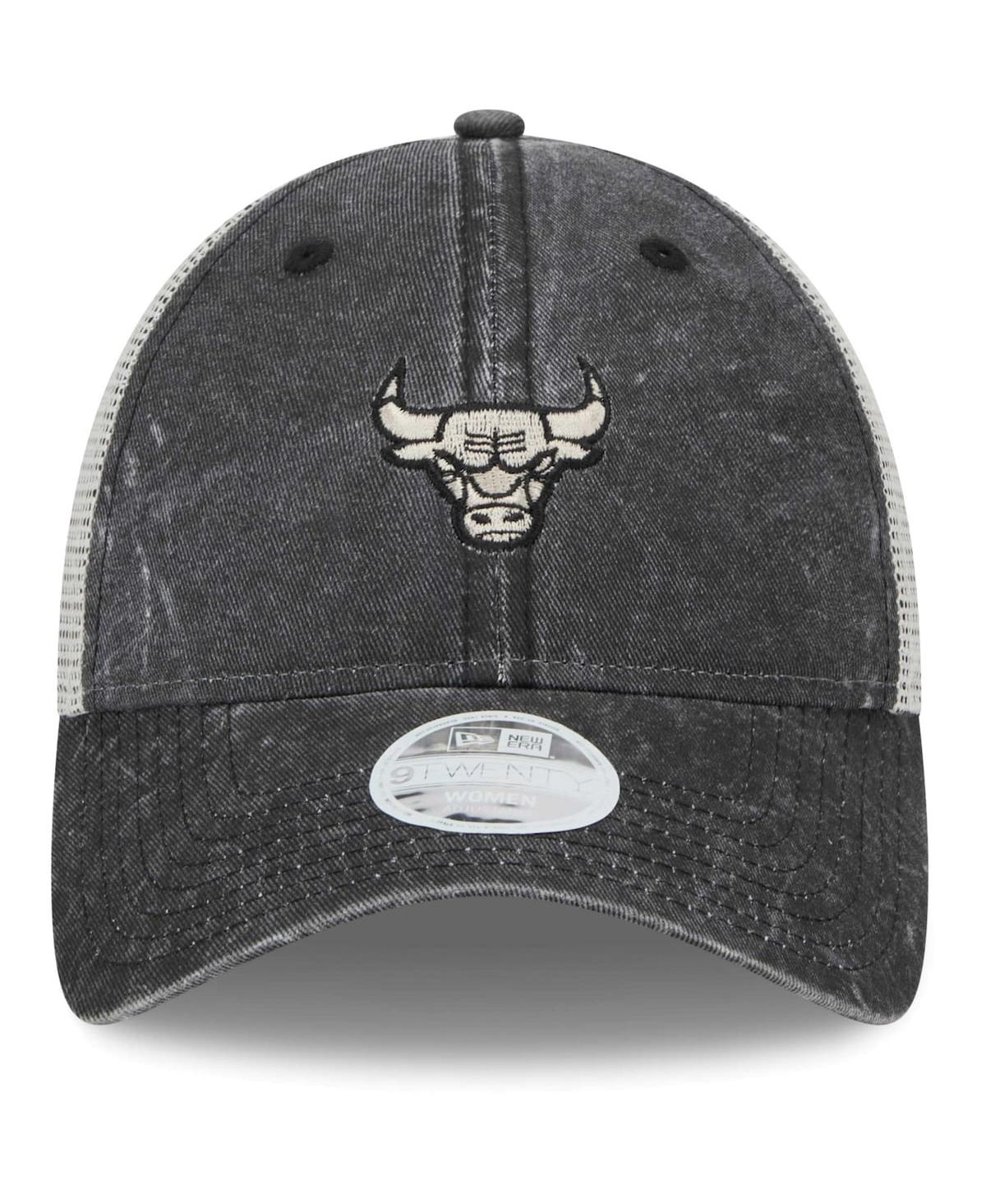 New Era Black Chicago Bulls Micro Logo 9twenty Trucker Adjustable Hat In Black