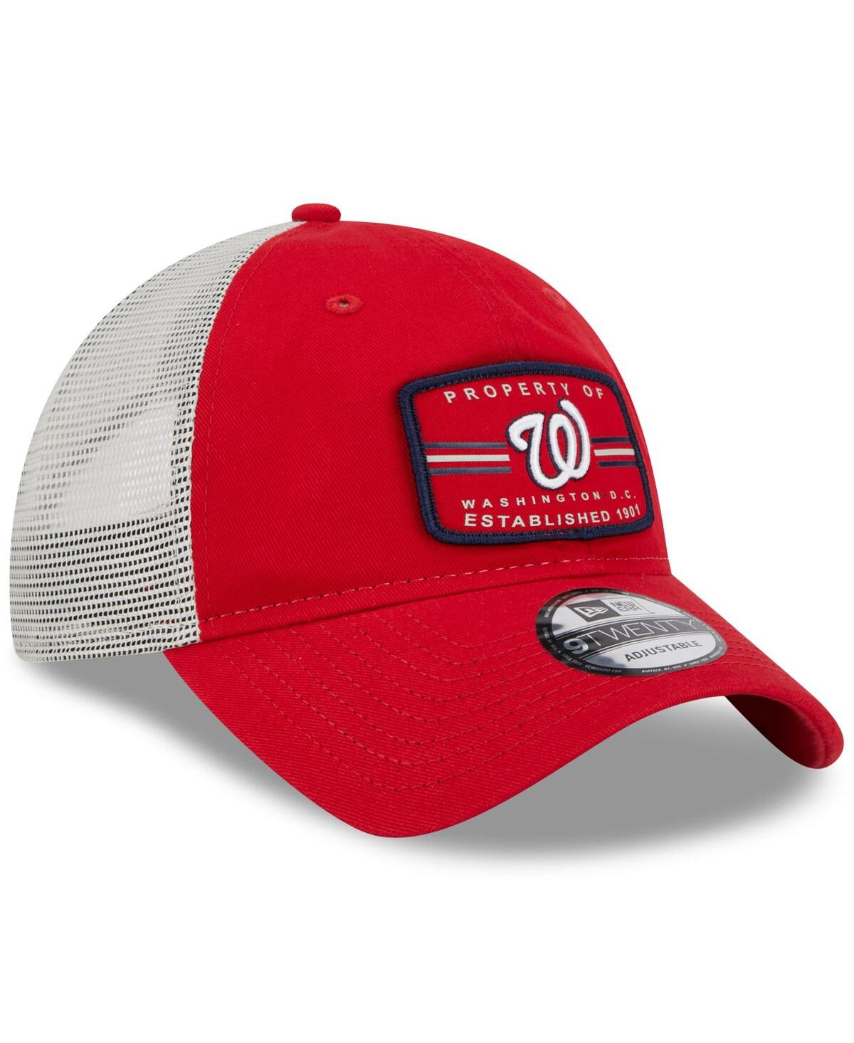 Shop New Era Men's  Red Washington Nationals Property Trucker 9twenty Snapback Hat