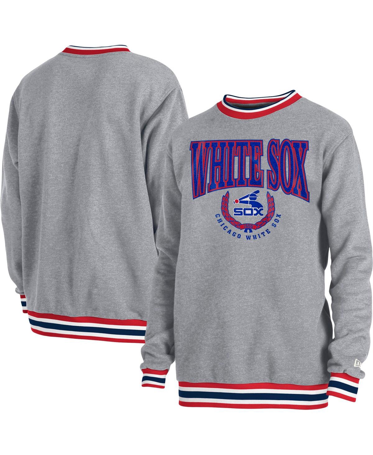 Shop New Era Men's  Heather Gray Chicago White Sox Throwback Classic Pullover Sweatshirt