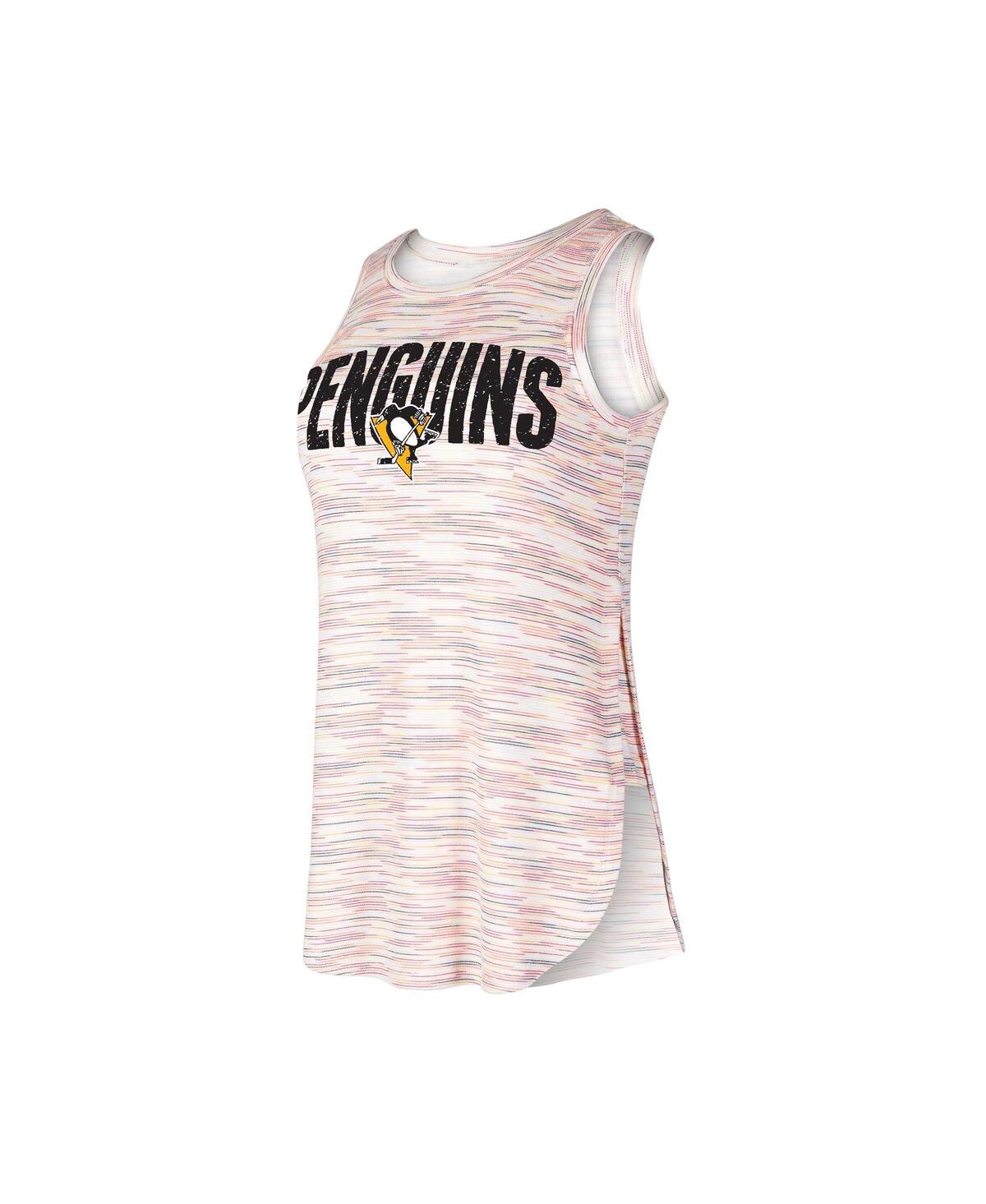 Concepts Sport Women's  Pittsburgh Penguins Sunray Multicolor Tri-blend Tank Top In White