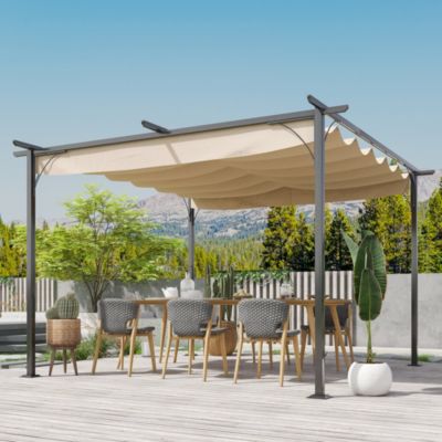 11.5'x11.5' Retractable Patio Gazebo Pergola, UV Resist,