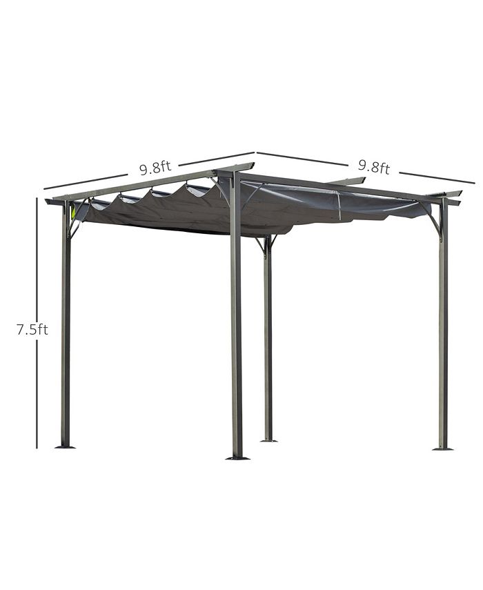Outsunny 10' x 10' Retractable Patio Gazebo Pergola with UV Resistant