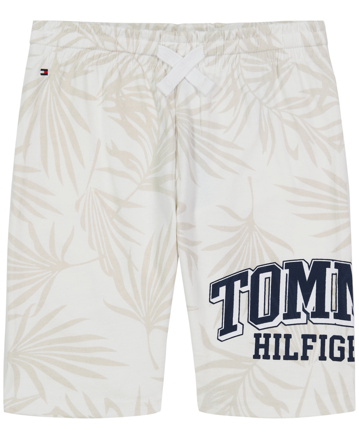 Tommy Hilfiger Big Boys Varsity Palm Knit Drawstring Shorts In Bone White