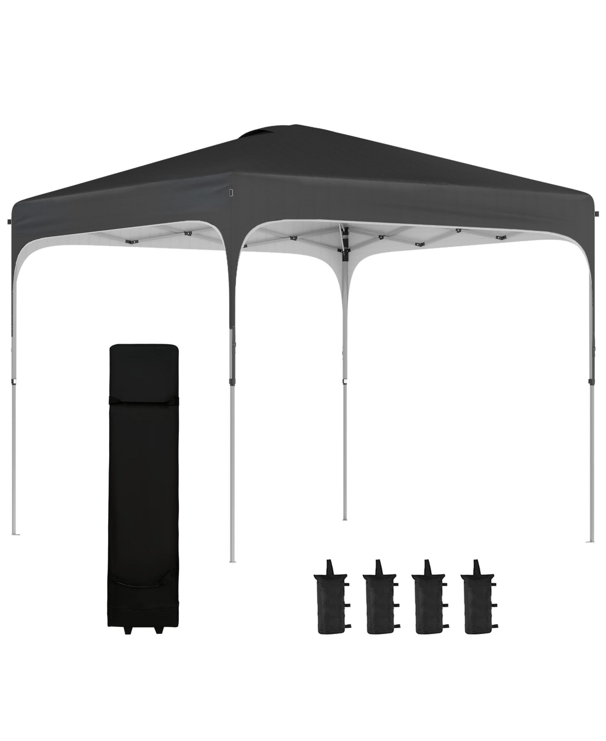 8' x 8' Pop Up Canopy with Adjustable Height, Foldable Gazebo Tent with Carry Bag with Wheels and 4 Leg Weight Bags for Outdoor Garden Patio