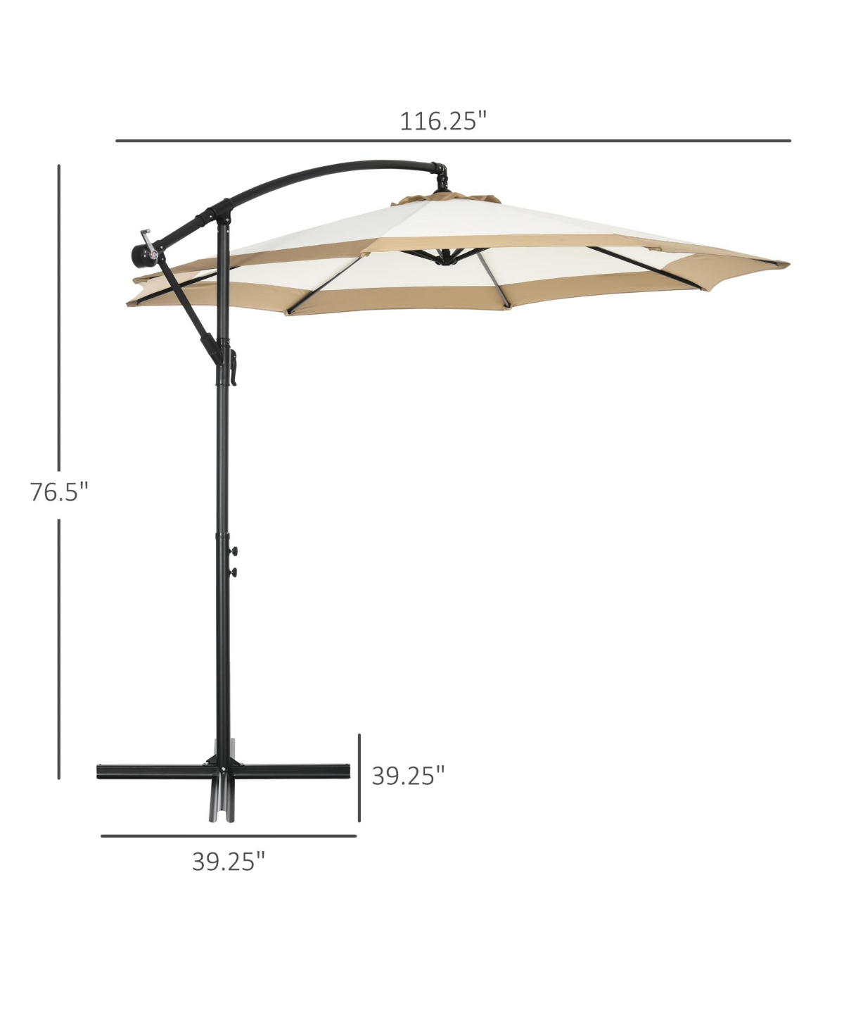 10FT Cantilever Umbrella, Offset Patio Umbrella with Crank and Cross Base for Deck, Backyard, Pool and Garden, Hanging Umbrellas, Tan - Tan