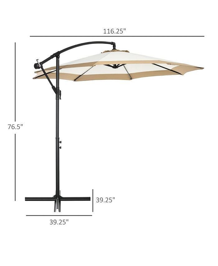 Outsunny 10FT Cantilever Umbrella, Offset Patio Umbrella with Crank and