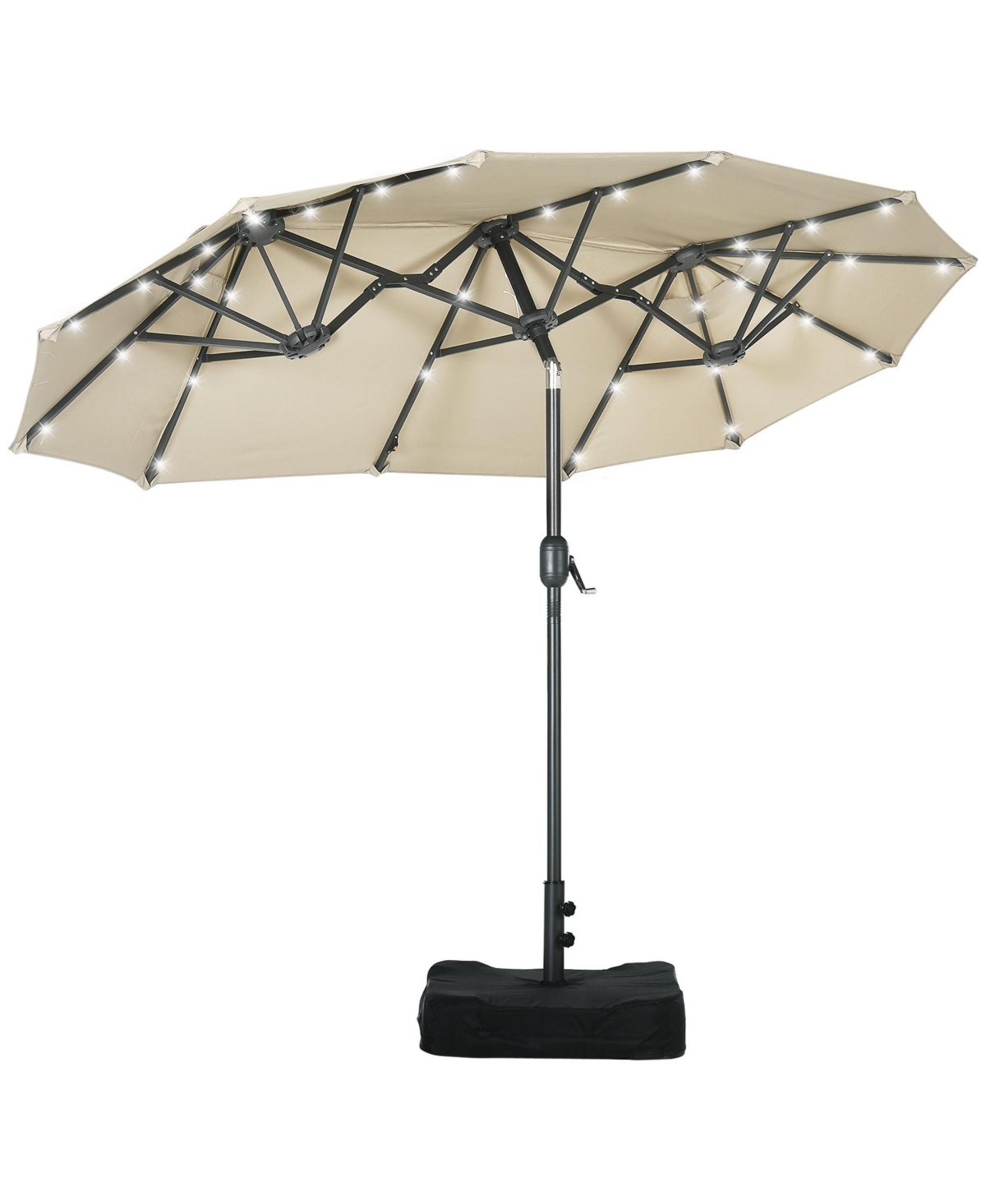 Outsunny 10' Doublesided Patio Umbrella With Solar Lights And Sandbag