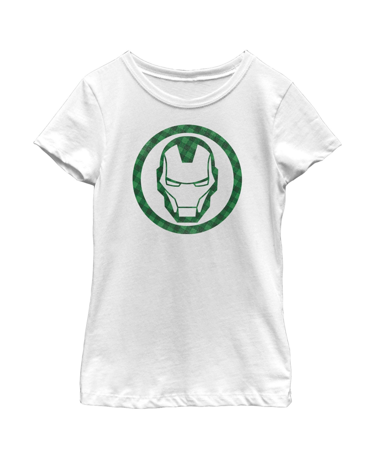 Marvel Girl's  St. Patrick's Day Lucky Iron Man Mask Child T-shirt In White
