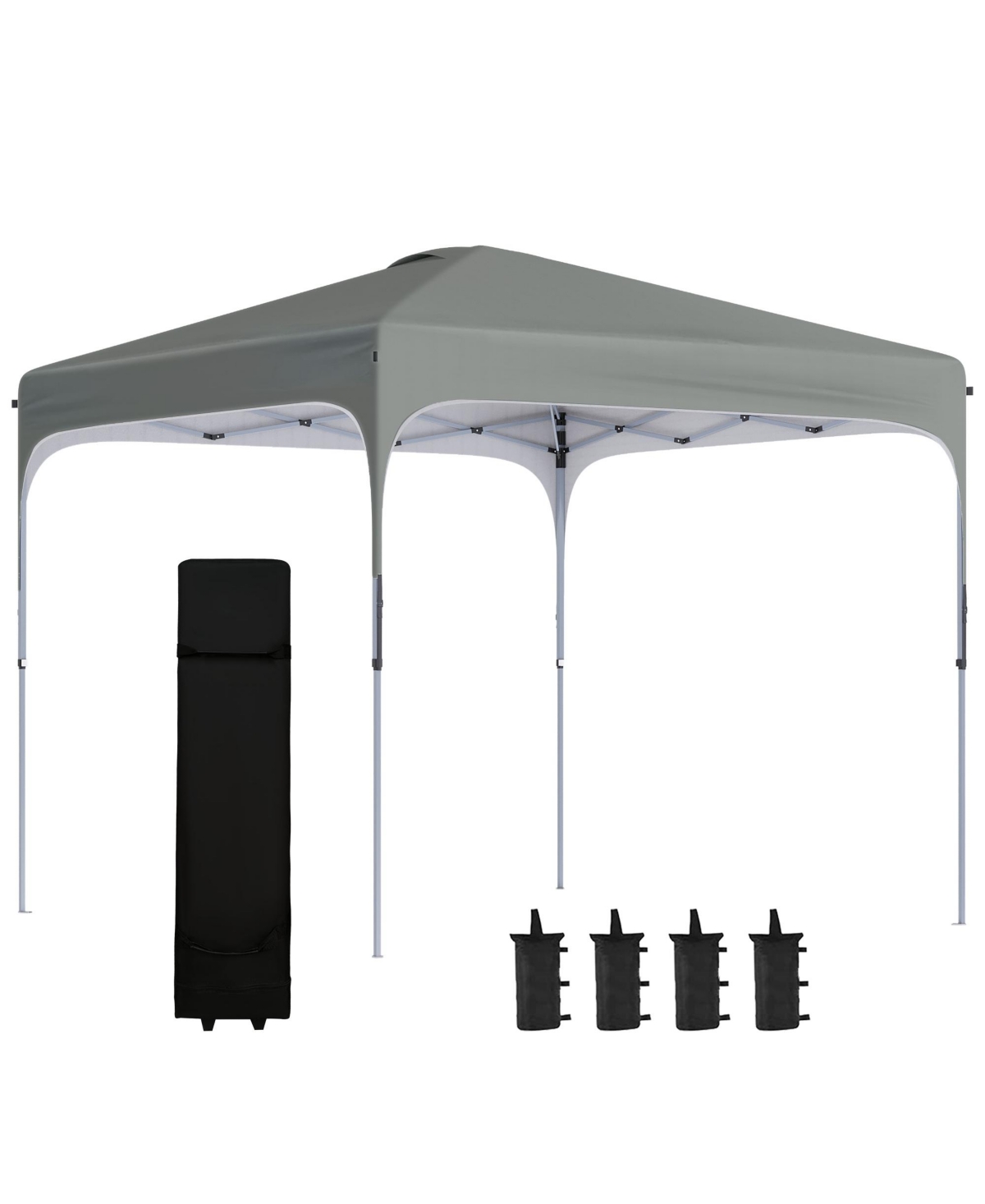 10' x 10' Pop Up Canopy with Adjustable Height, Foldable Gazebo Tent with Carry Bag with Wheels and 4 Leg Weight Bags for Outdoor Garden Pati