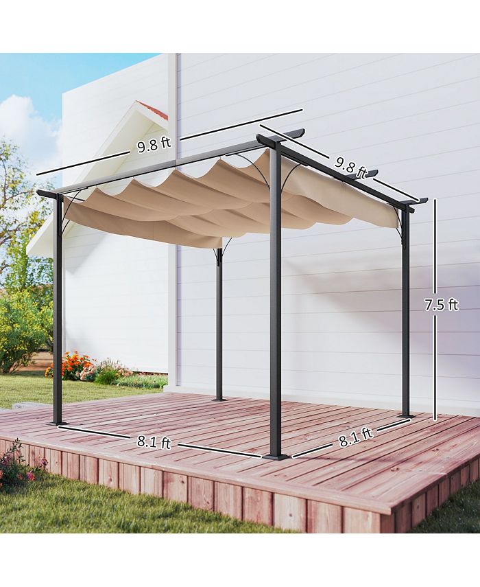 Outsunny 10 x 10 Retractable Patio Gazebo Pergola with UV Resistant