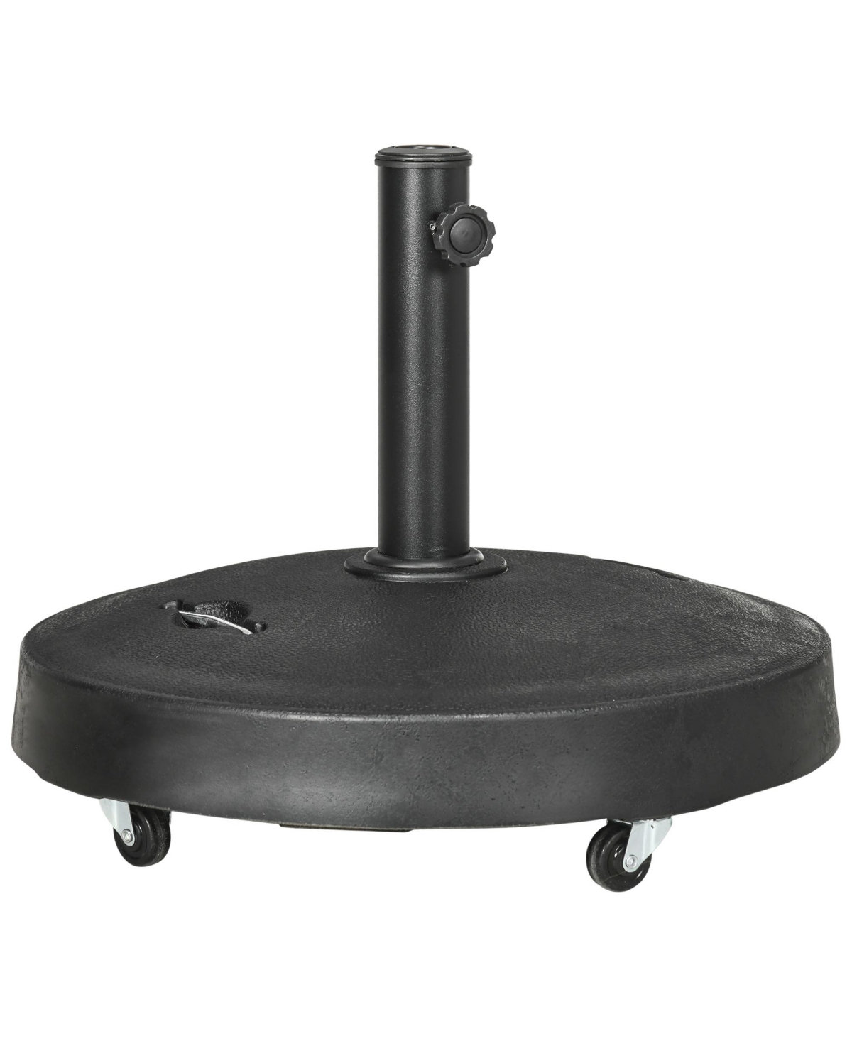 52lbs Resin Patio Umbrella Base with Wheels and Retractable Handles, 20.75" Round Outdoor Umbrella Stand Holder for Parasol Poles 1.5" - 1.9"