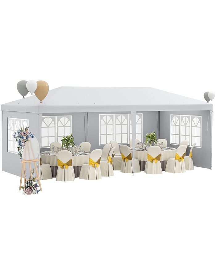 Outsunny Large 10' x 20' Gazebo Canopy Party Tent with 4 Removable Side