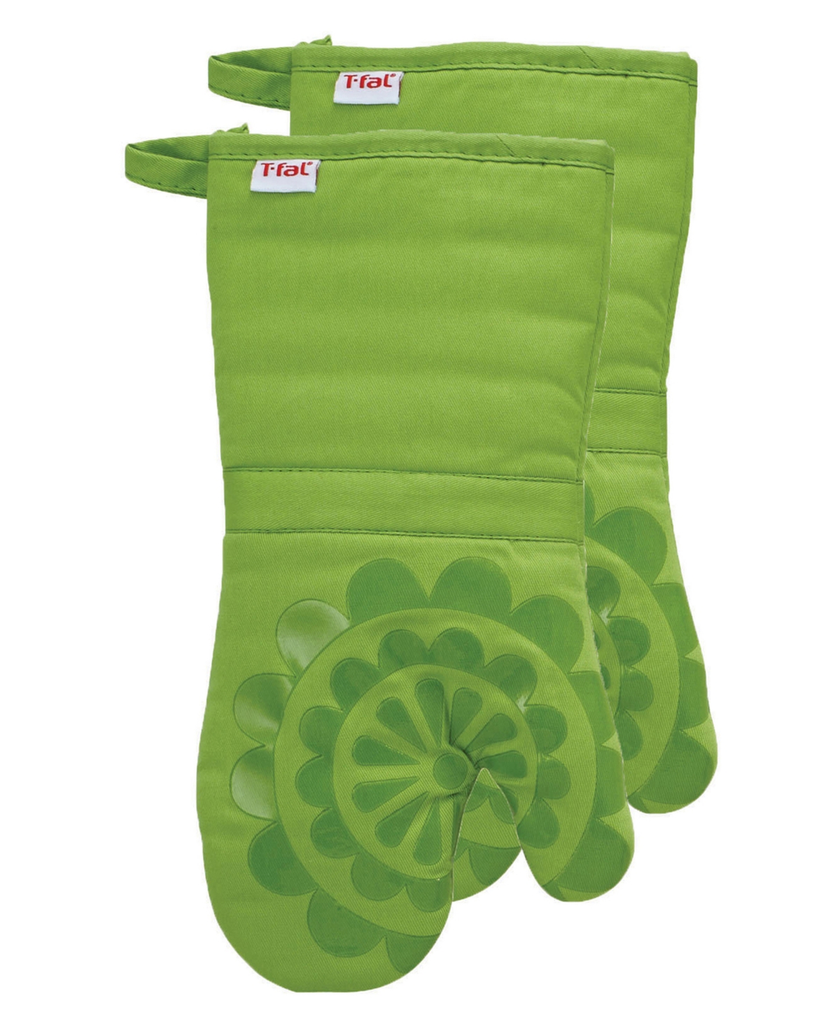 Medallion Print Silicone and Cotton Twill Oven Mitt, Set of 2 - Breeze