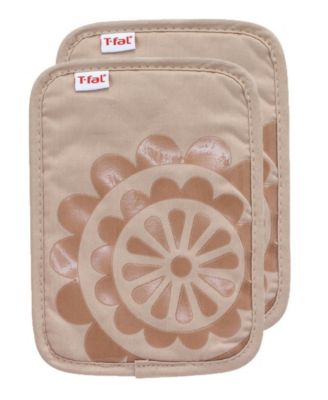 Medallion Print Silicone and Cotton Twill Pot Holder, Set of 2