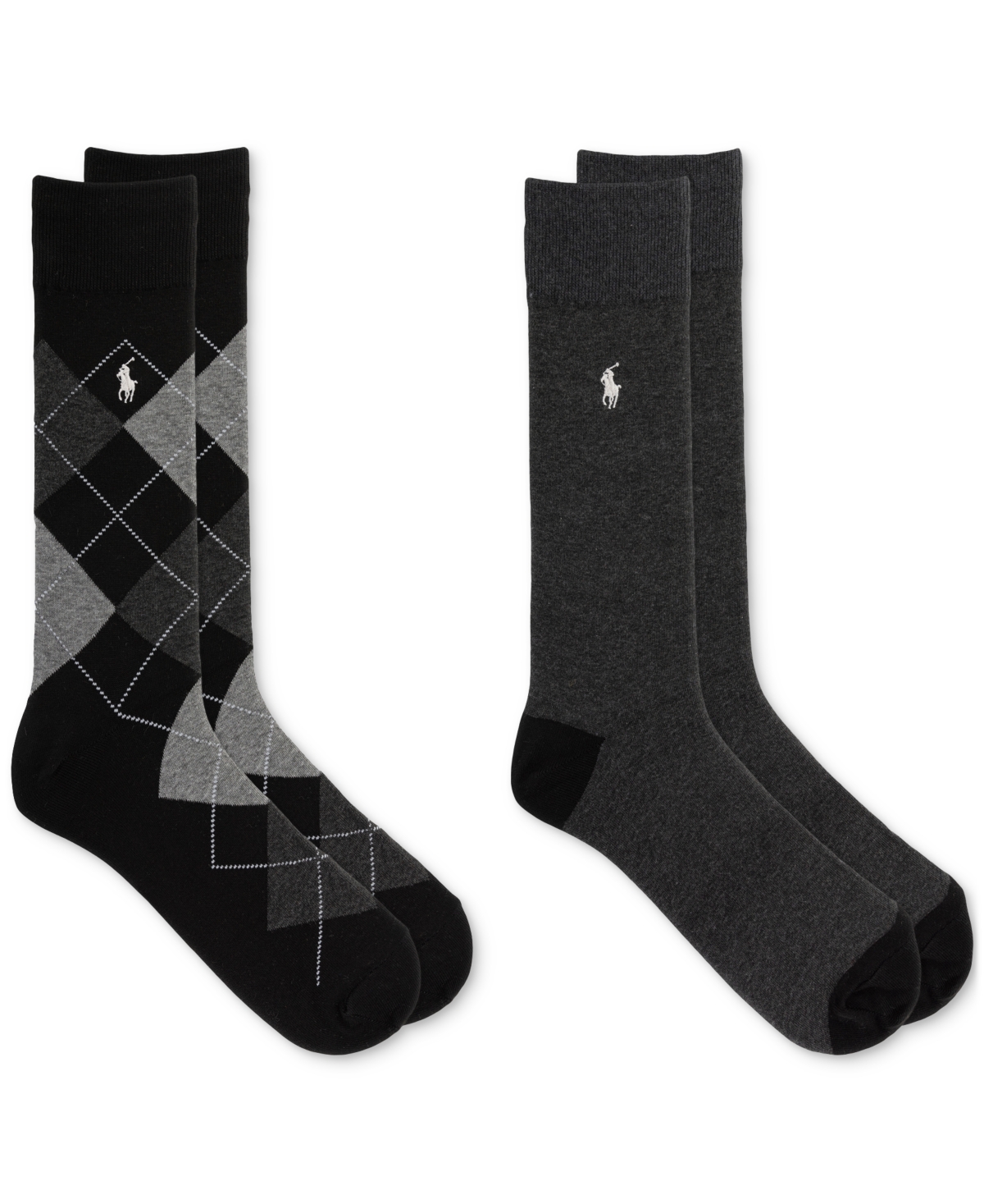 Polo Ralph Lauren Men's Argyle Slack Socks, 2-pack In Black