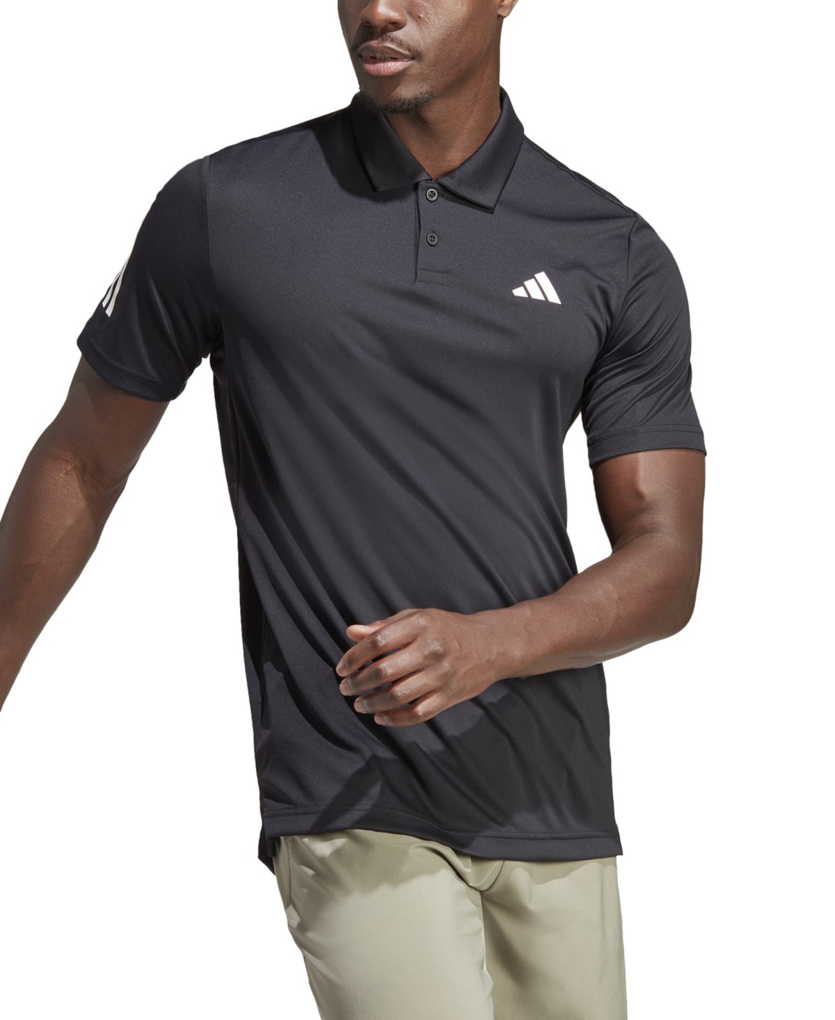 Adidas Originals Men's 3-stripes Short Sleeve Performance Club Tennis Polo Shirt In Black