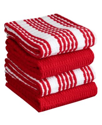 T-fal Two Pack Solid and Stripe Waffle Kitchen Towels 