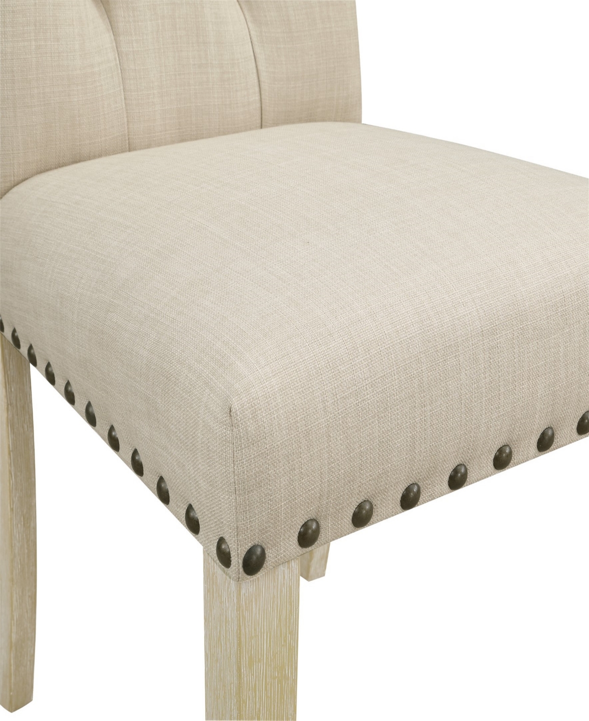 Preston Dining Chair 2-Pack with Antique-like Bronze Nailheads and Brushed Legs in Fabric
