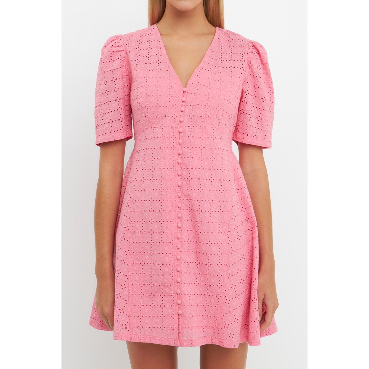 English Factory Broderie Lace Minidress In Pink