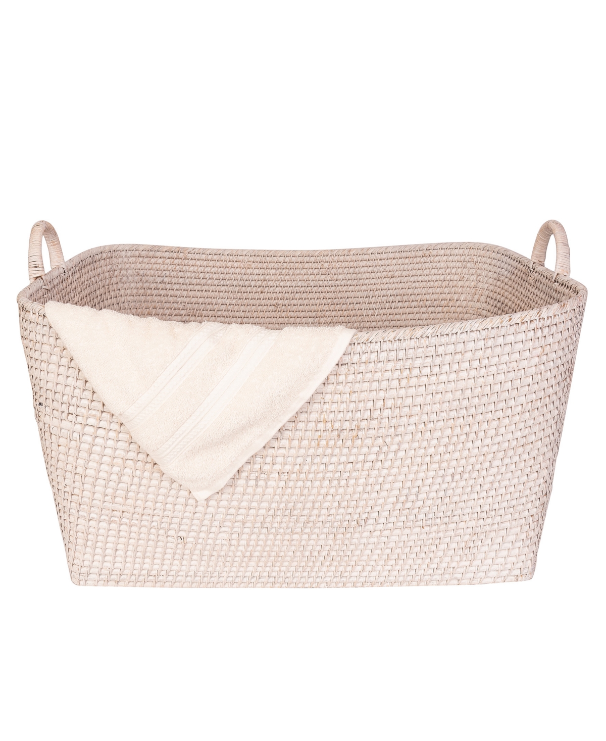 Shop Artifacts Trading Company Saboga Home Everything Basket With Hoop Handles In White Wash