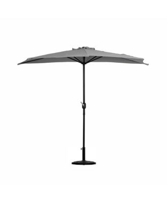 9 Ft Outdoor Patio Half Market Umbrella with Half Base Set
